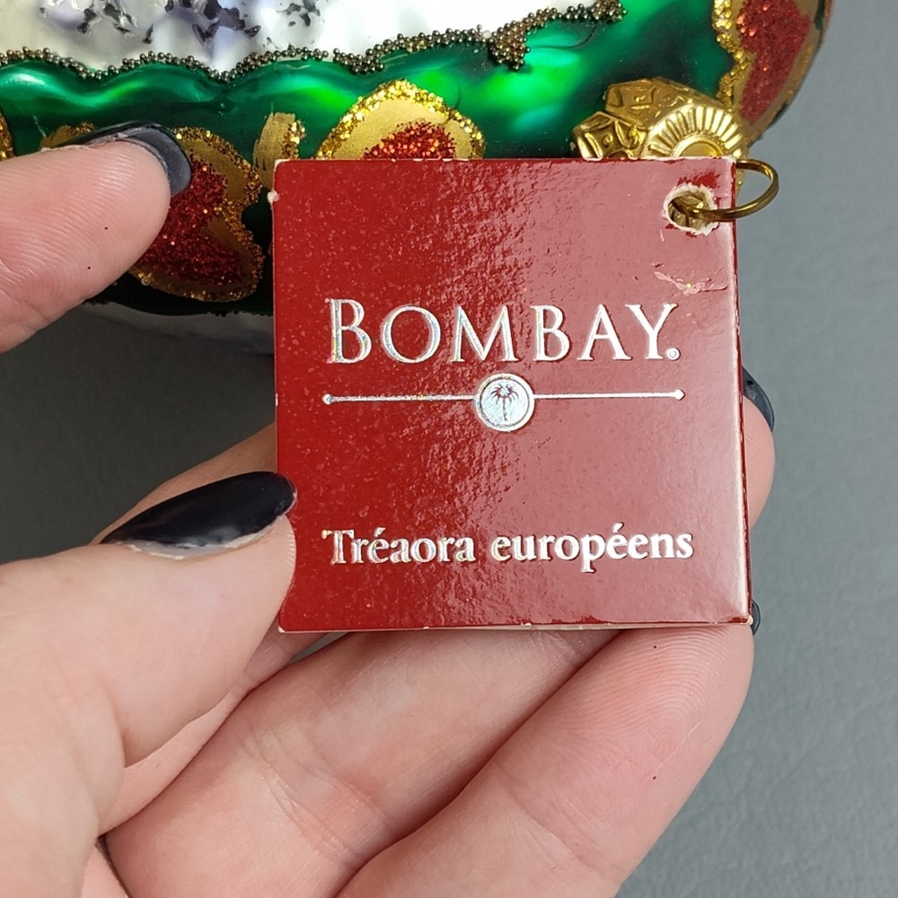 Bombay European Treasures Hand Blown Glass Frosted Christmas Tree Ornament NWT - Picture 12 of 12